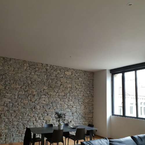 Rénovation avec mur en pierres